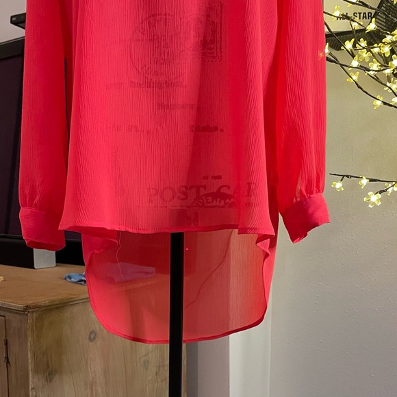 Candies- Sweet oversized blouse in a beautiful bright coral color, Size Large - Picture 7 of 14